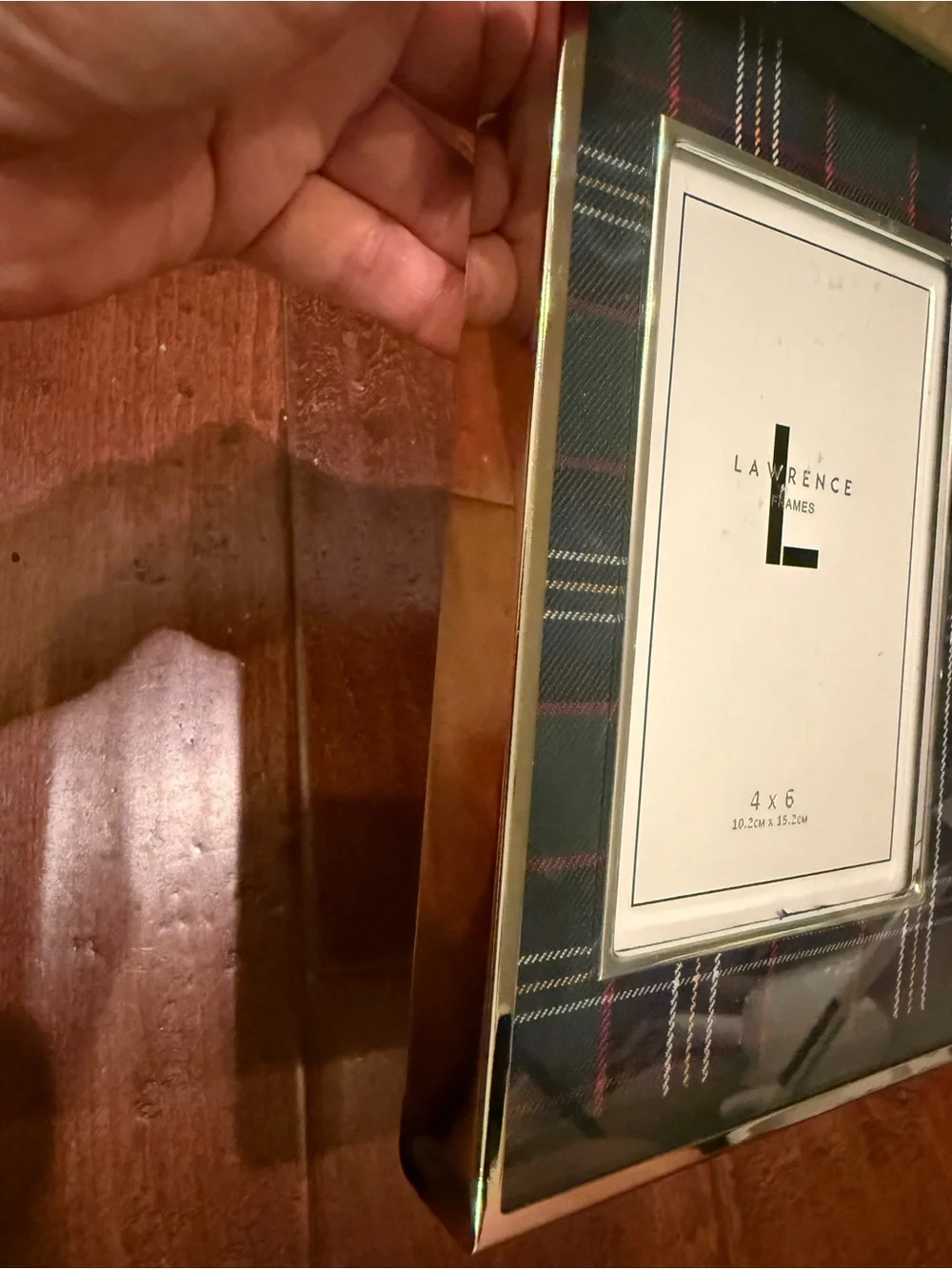 Lawrence Frame 4x6 Plaid Accent Photo Frame in green and blue.